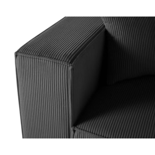 Arty - module d'assise gauche - en velours côtelé - Gris foncé