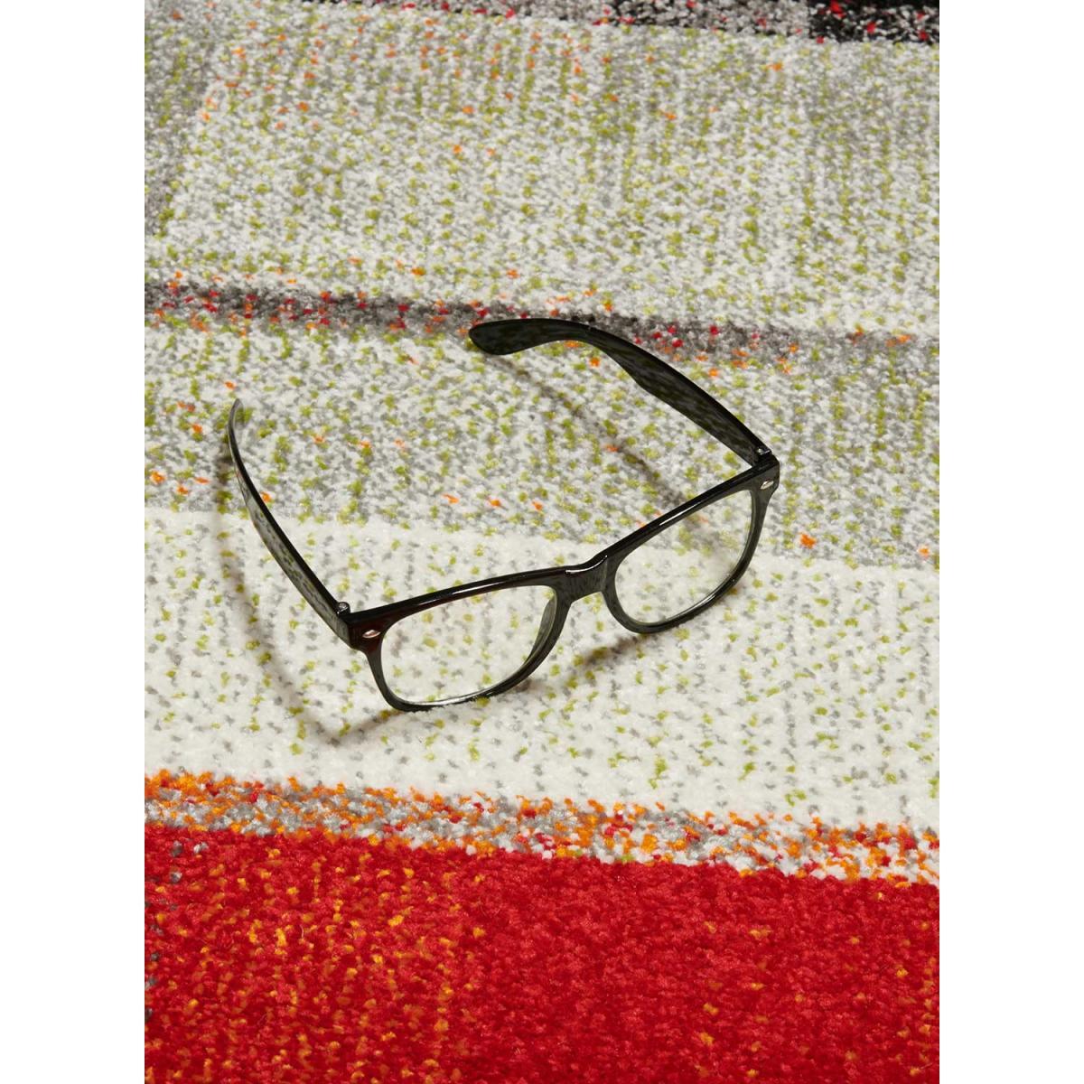 Petit tapis géométrique ivoire, rouge et noir