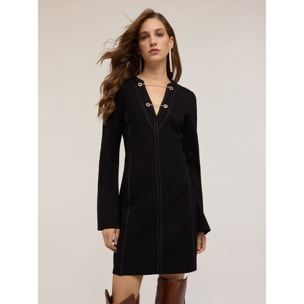 Motivi - Vestido ajustado en punto milano con cadenas - Negro
