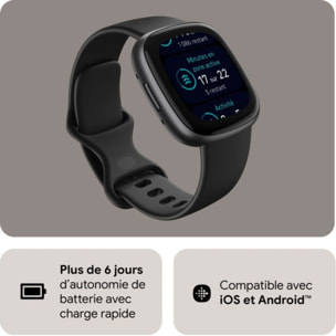 Montre santé FITBIT Versa 4 Aluminium Graphite et Noir