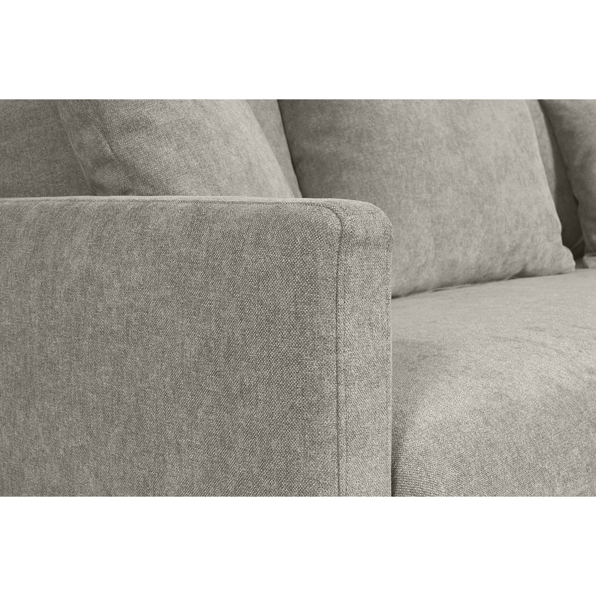 Canapé convertible scandinave 3 places en tissu effet velours gris et bois clair LOUISE