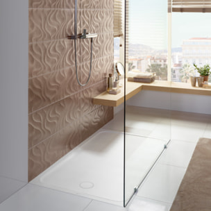 Receveur de douche antidérapant 100 x 100 Lifetime Plus céramique blanc + Bonde blanc