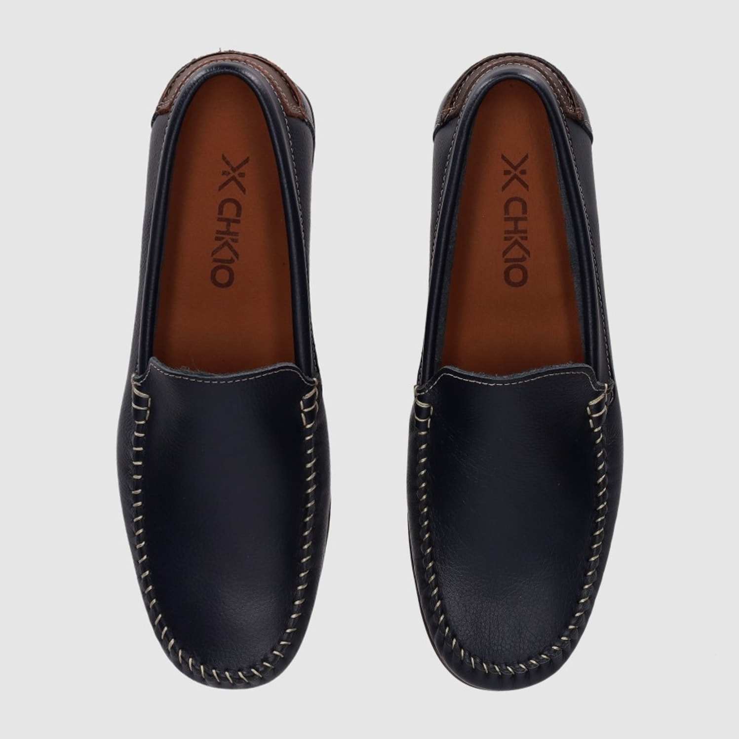 Zapatos de Piel - Marino - Tacón: Bajo