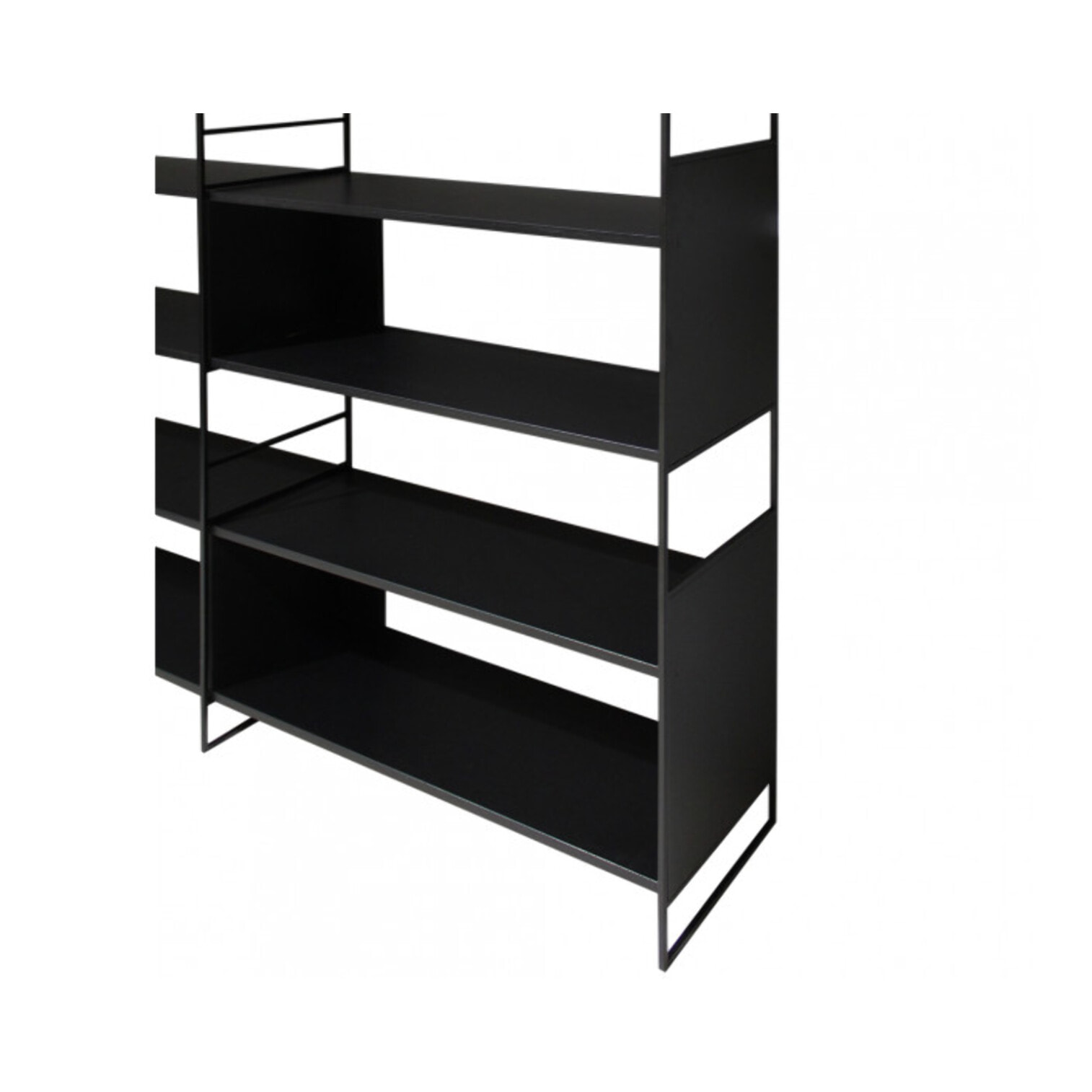 Bibliothèque 8 étagères L.180 cm en métal et décor bois noir - DESTINY