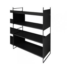 Bibliothèque 8 étagères L.180 cm en métal et décor bois noir - DESTINY