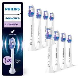 Brossette dentaire PHILIPS Sonicare lot de 8 - HX6052/87 white Sensitive S2