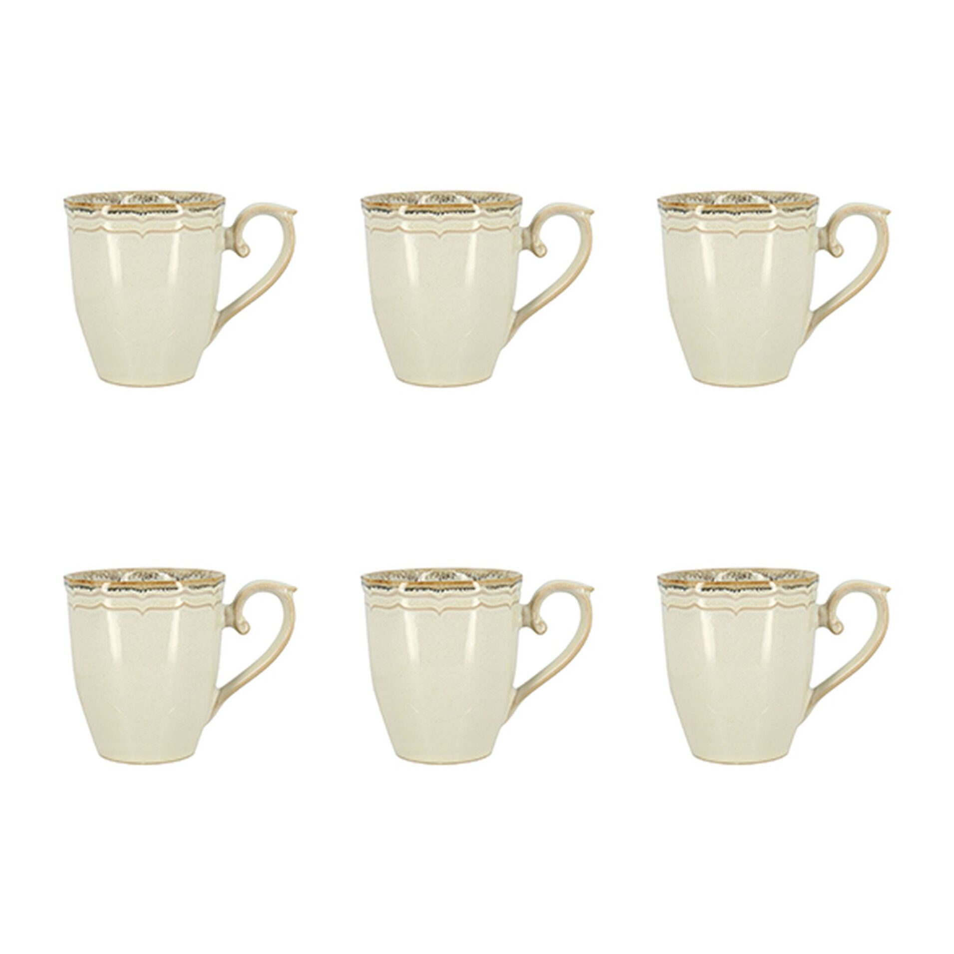 Lot de 6 mugs 30cl en grès beige SIGNATURE