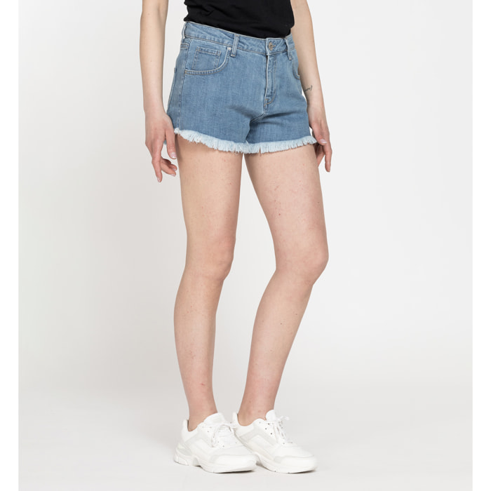 PANTALONE CORTO IN DENIM STRETCH, MODELLO 757. Vita regolare e gamba regolare.