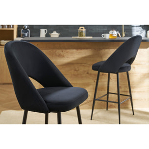 Tabourets de bar en velours noir et métal H65 cm (lot de 2) COSETTE
