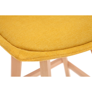 Tabourets de bar scandinaves tissu effet velours jaune moutarde 65 cm (lot de 2) MATILDE