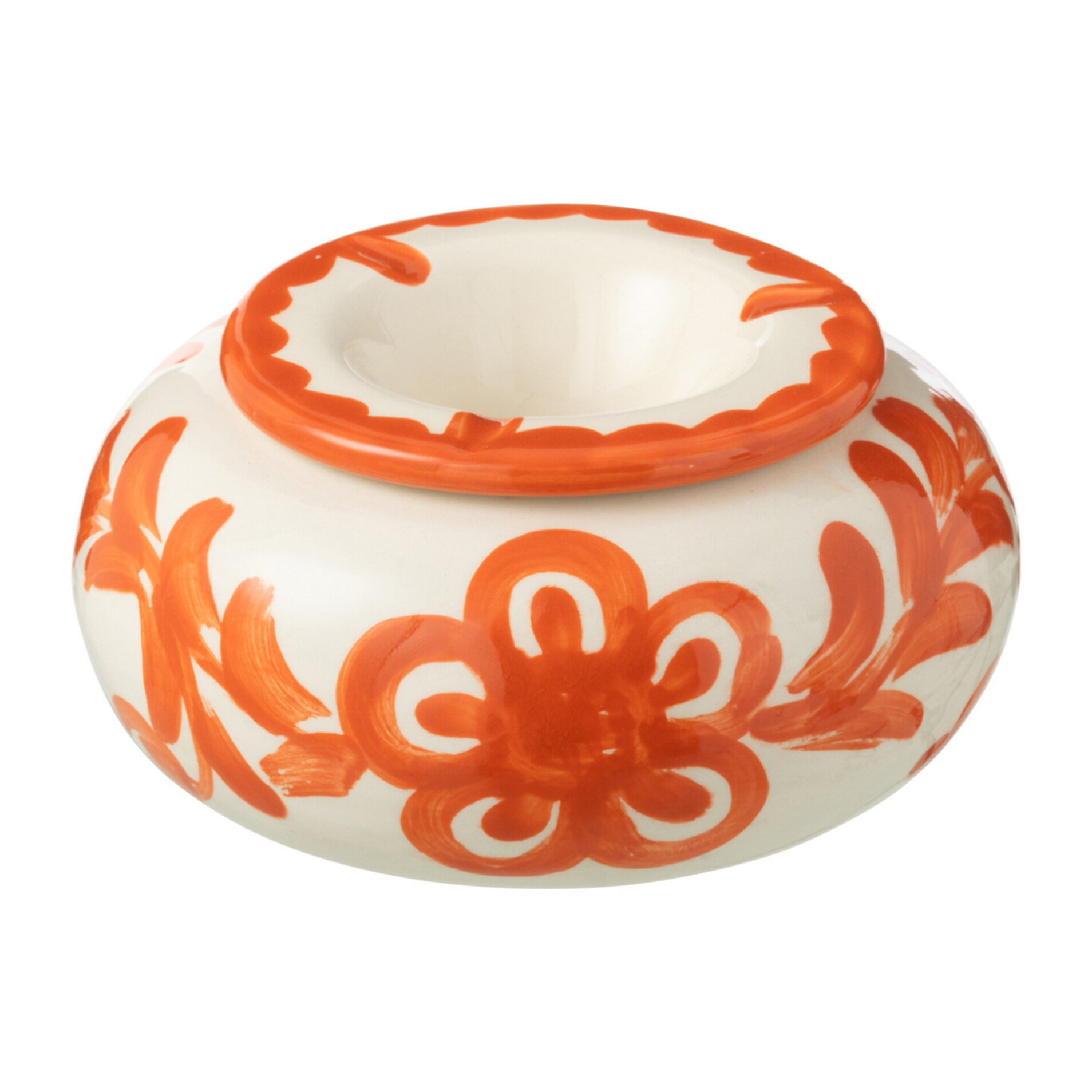 J-Line cendrier Granada - céramique - blanc/orange - large