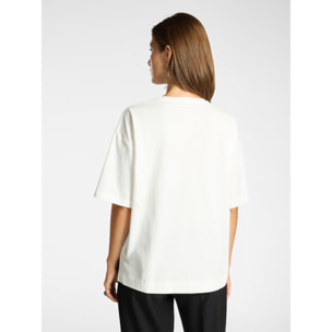 Elena Mirò - T-shirt in cotone con ricamo - Bianco