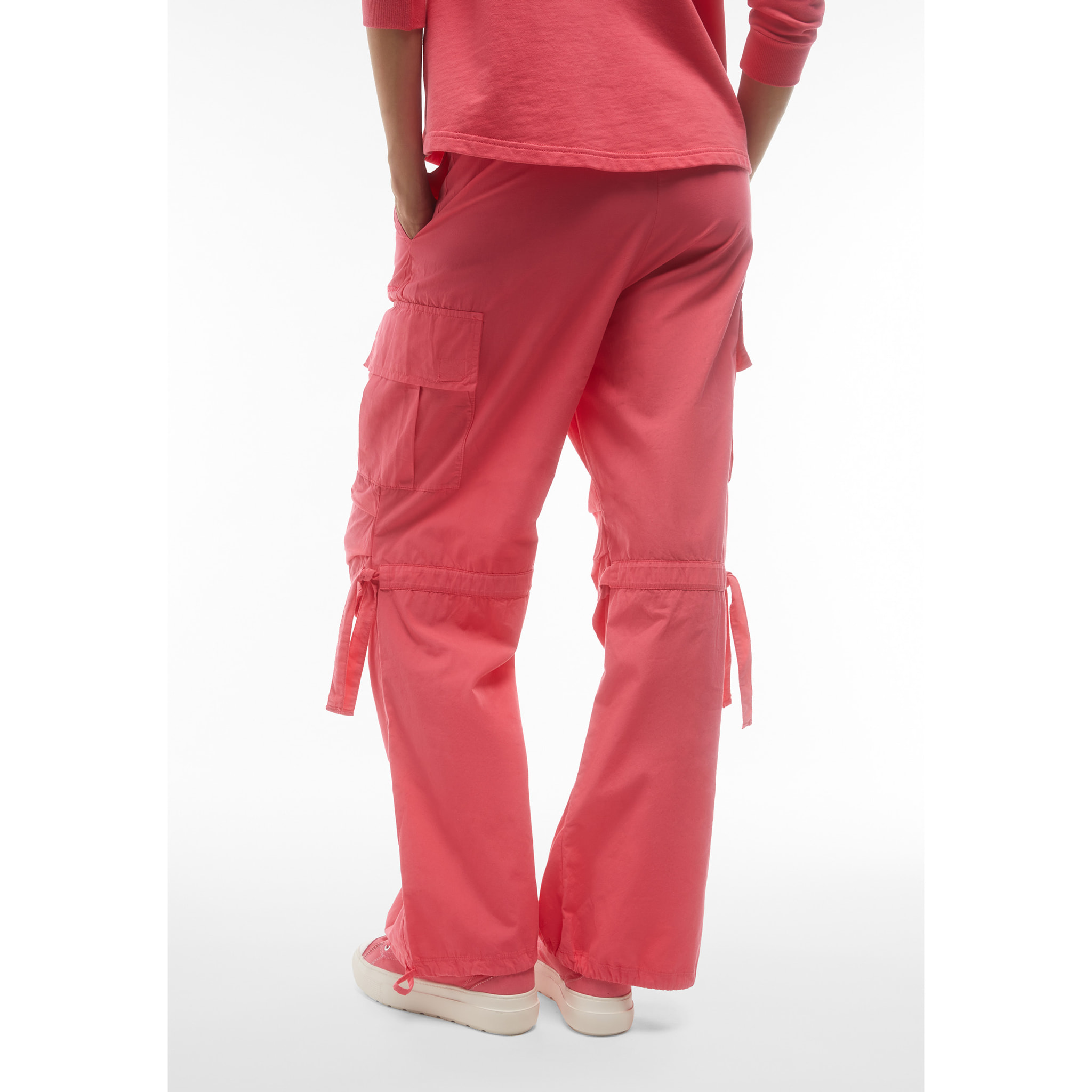 Pantaloni cargo da donna in tessuto popeline tinto capo