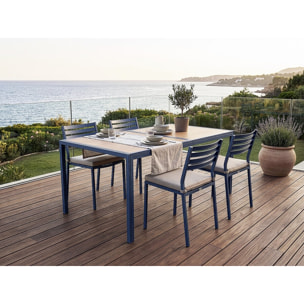 Table de jardin métal imitation bois "Tossa" - 160 x 90 x 75 cm - Marron