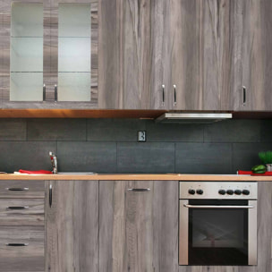 Rouleau revêtement adhésif vinyle au mètre - Sticker lavable Cuisine Meuble Armoire Porte - BOIS GRIS FONCÉ