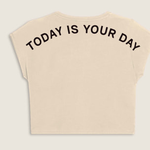 T-shirt donna con stampa sulle spalle