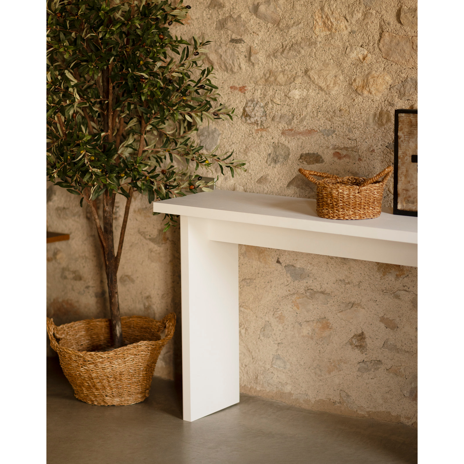 Console en bois massif ton blanc de 120x80cm Hauteur: 35 Longueur: 120 Largeur: 80
