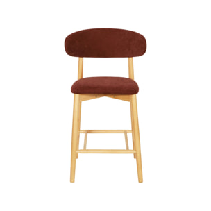 Tabouret de bar bois d'hévéa naturel et tissu chenille (lot de 2)  PAOLA