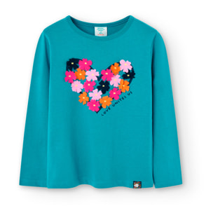 Camiseta punto "corazón" de niña