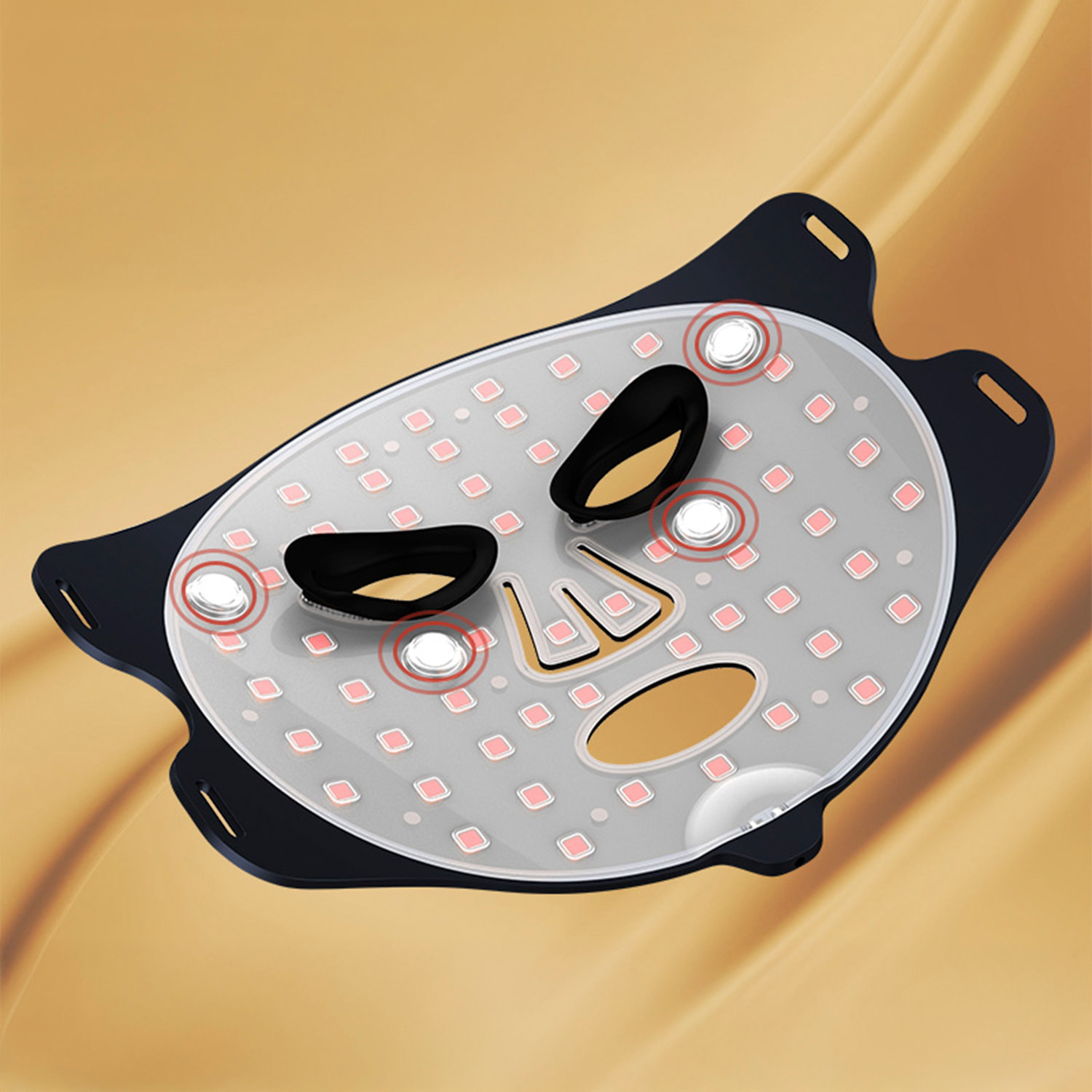 Maschera facciale per trattamento con luce LED, ringiovanente cutaneo tramite vibrazione fotonica. Con 4 modalità d'uso e 3 livelli di luminosità.