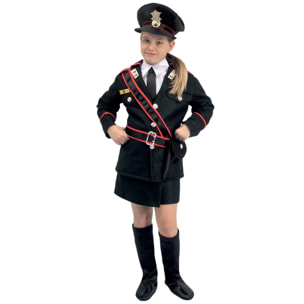 Travestimento Costume Carnevale Carabiniere Nero Con Fondina Bambina