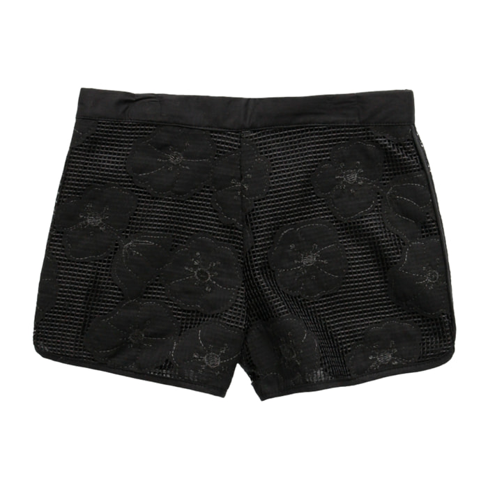 Short rejilla bordada de niña