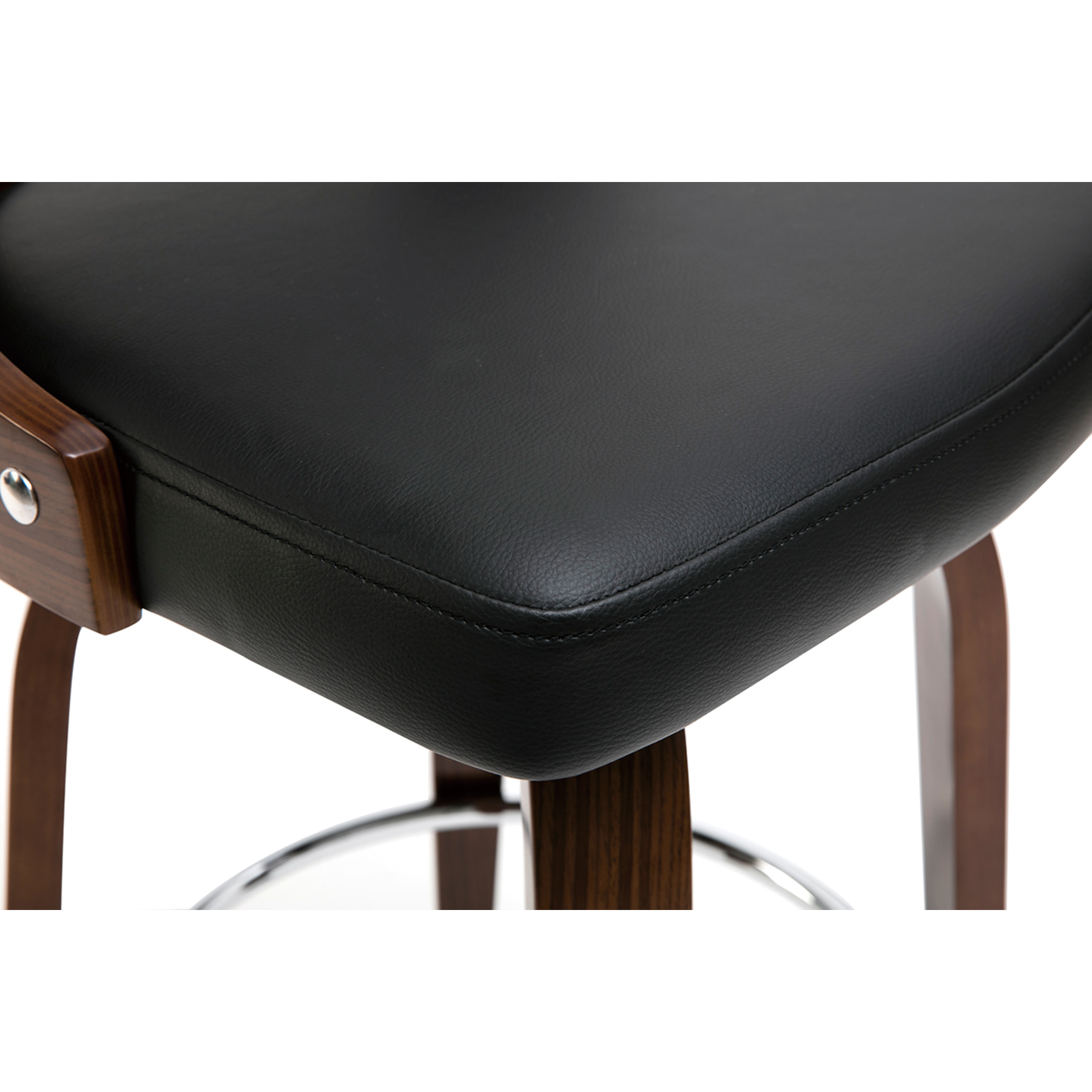 Tabouret de bar vintage pivotant noir et bois foncé GARBO