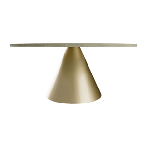 Artù Brass - Tavolo da pranzo rotondo ⌀ 120 cm in legno laminato con base a cono in metallo Grigio Testurizzato