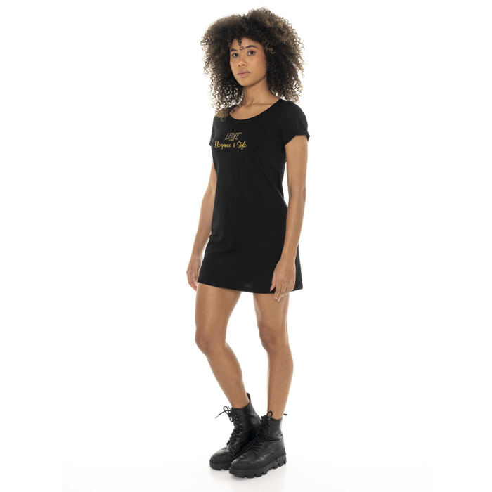 Leone Chic Gold vestido largo estilo camiseta de algodón elástico