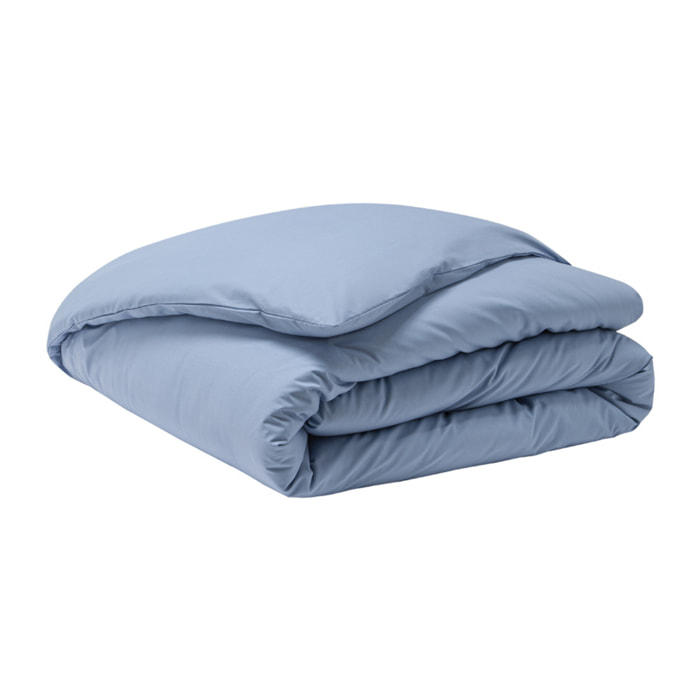 Parure de lit Housse de couette + Taie rectangle en percale de coton, PREMIÈRE, Bleu Olympe