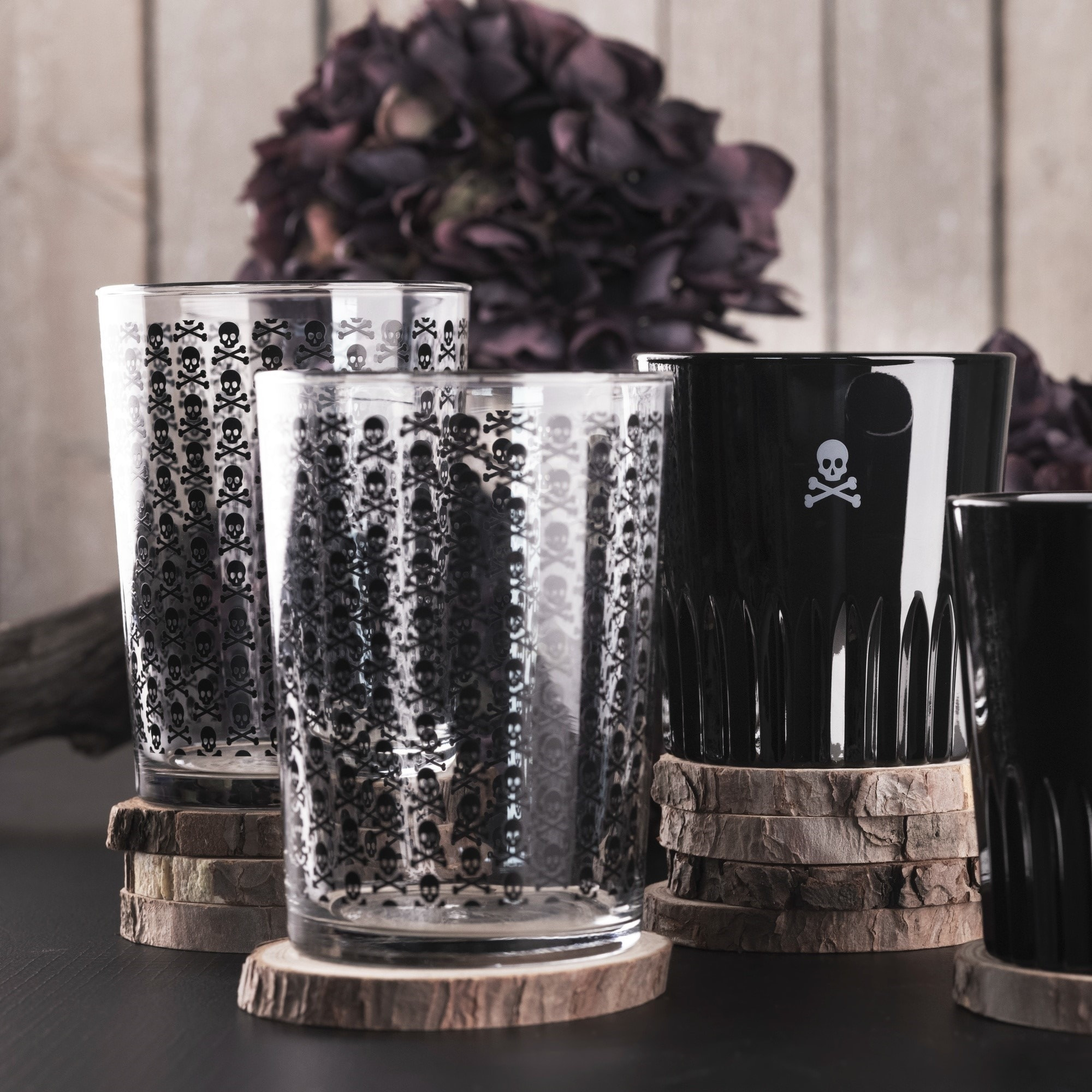 Set de 2, 4 o 8 vasos de sidra con calaveras scalpers home