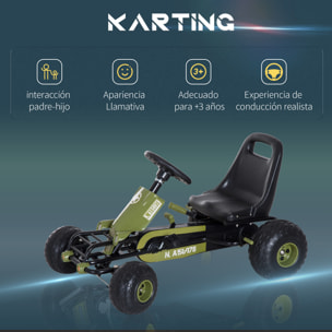 Go Kart Racing Deportivo con Embrague y Freno Negro y Verde