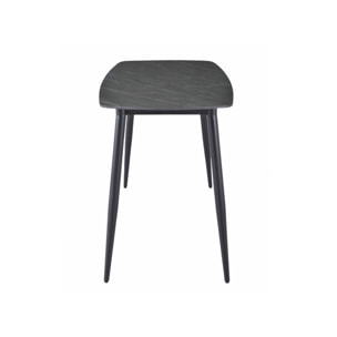 Table haute 140 x 70 cm en céramique gris anthracite marbré - TREIVE