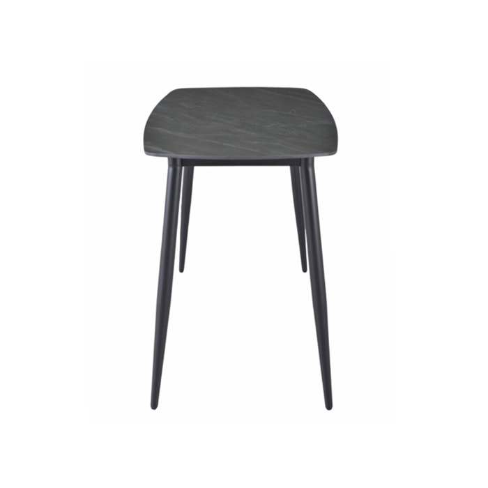 Table haute 140 x 70 cm en céramique gris anthracite marbré - TREIVE