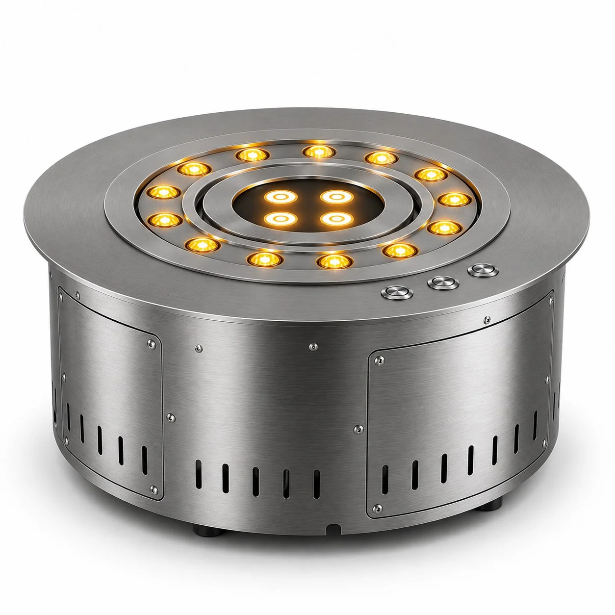 Round 3D 350 - Inserto Camino Decorativo ad Acqua Senza Calore Ø35x17 cm icon Effetto Fiamma a LED 3D