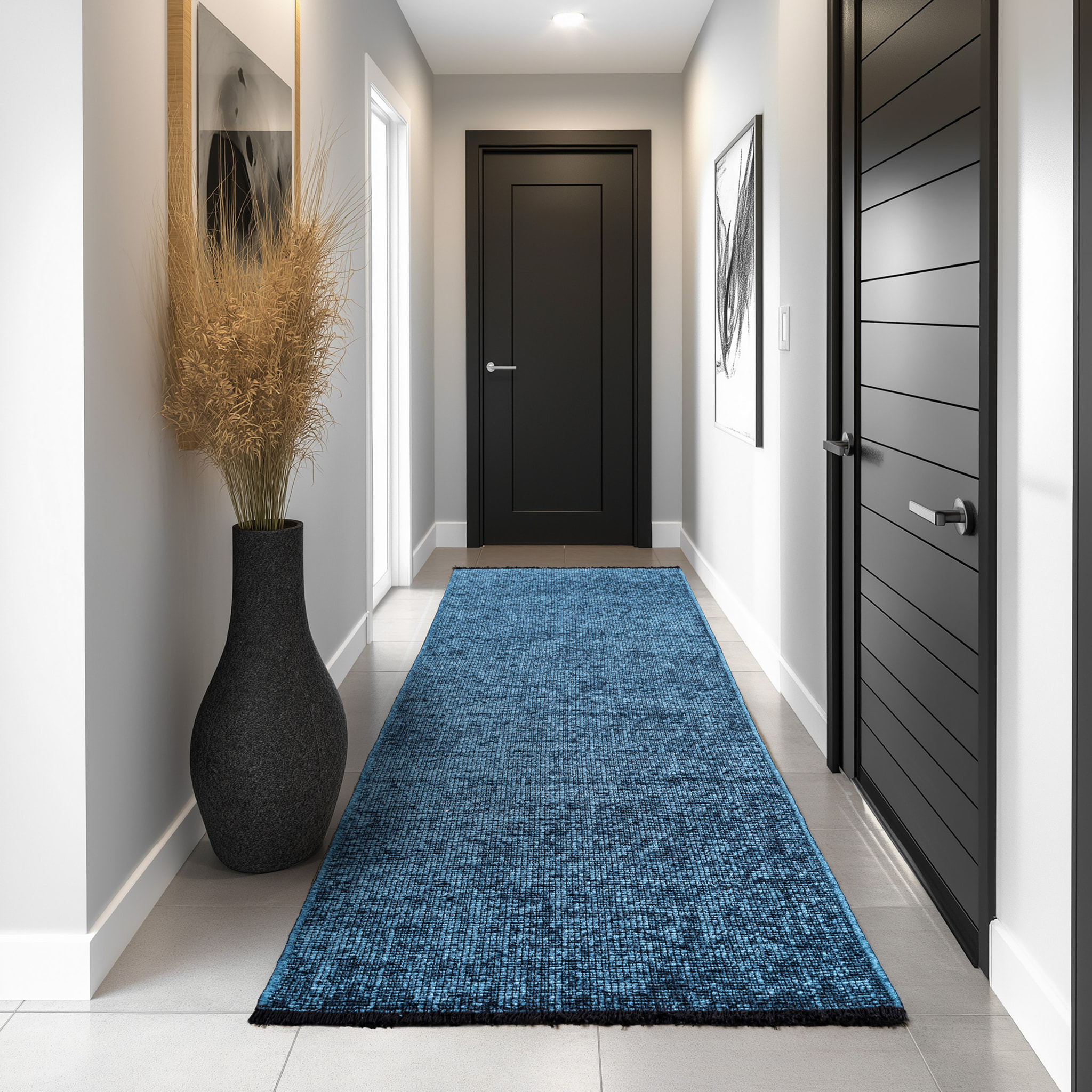 MIRA - Tapis de salon bleu au design abstrait