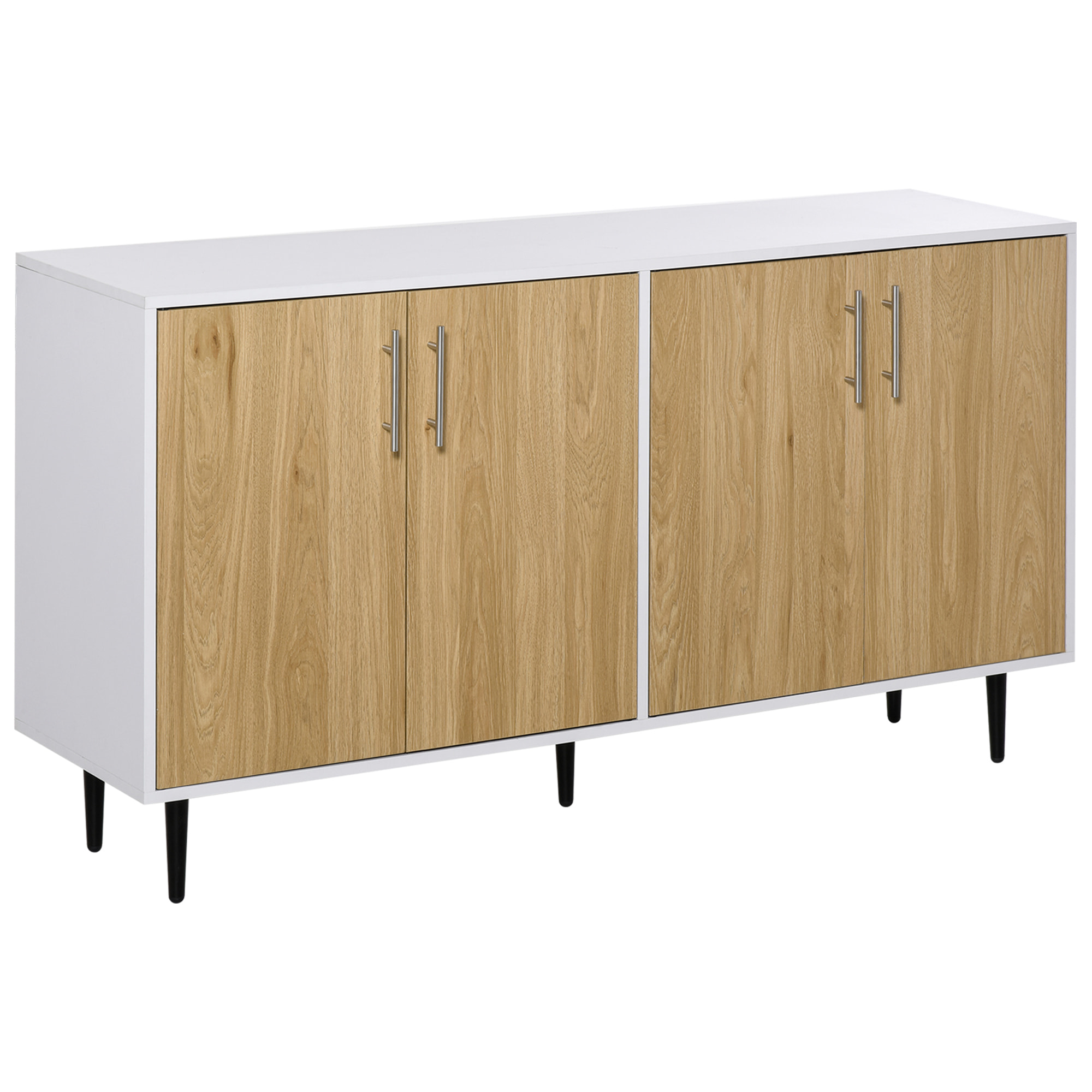 Buffet meuble de rangement 2 placards 2 portes avec étagères réglables blanc chêne clair