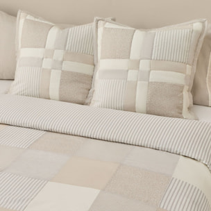 Funda nórdica de algodón 180 hilos patchwork Gropat color gris piedra 100% Algodón