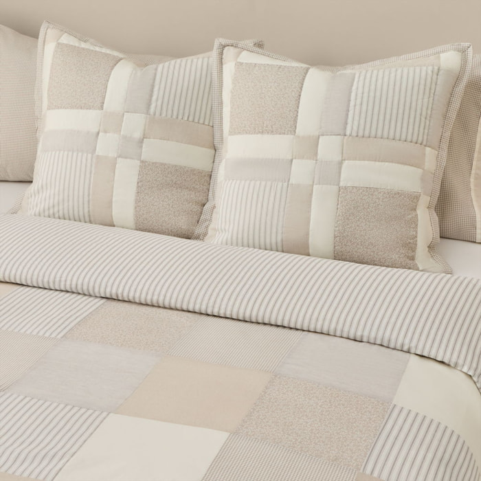 Funda nórdica de algodón 180 hilos patchwork Gropat color gris piedra 100% Algodón