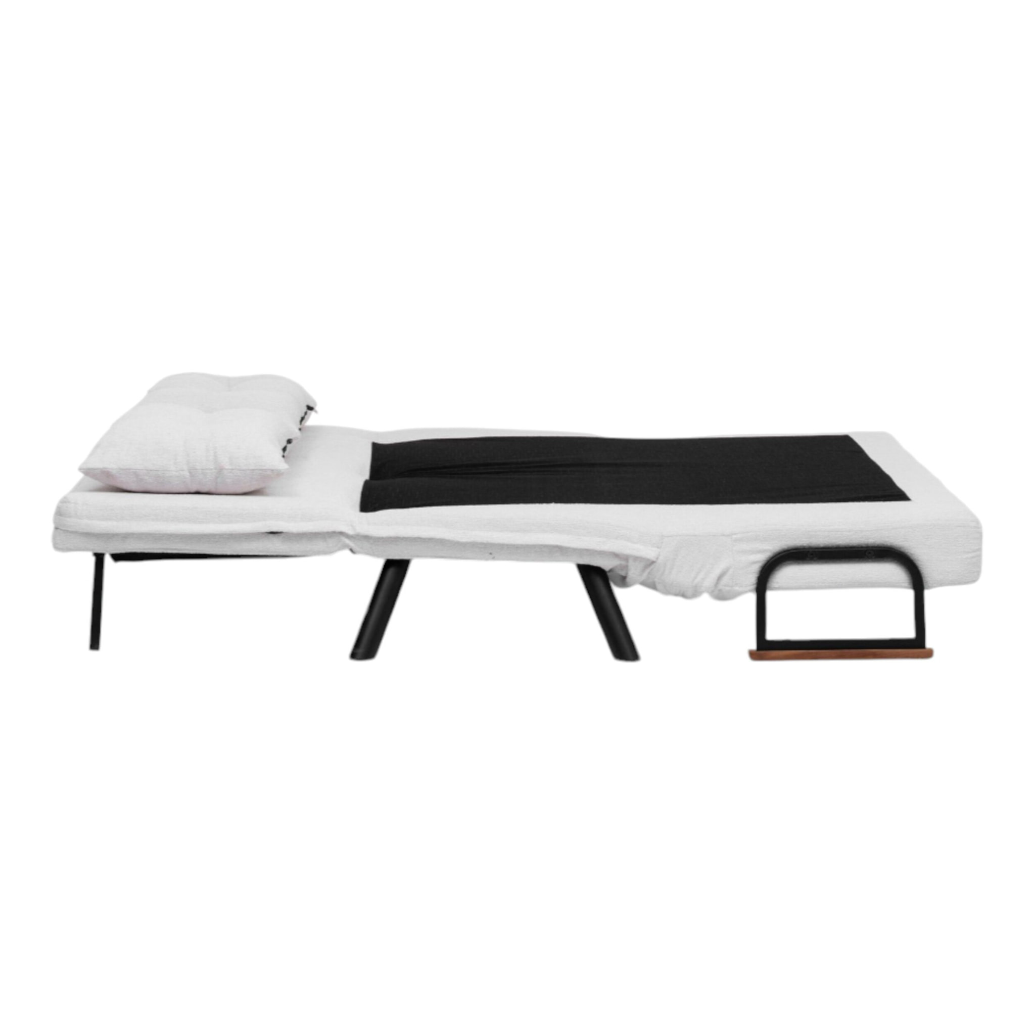 Divano letto 2 posti Calvin, Sofà trasformabile, Divanetto per ospiti, Poltrona letto contenitore, 133x78 h78 cm, Bianco