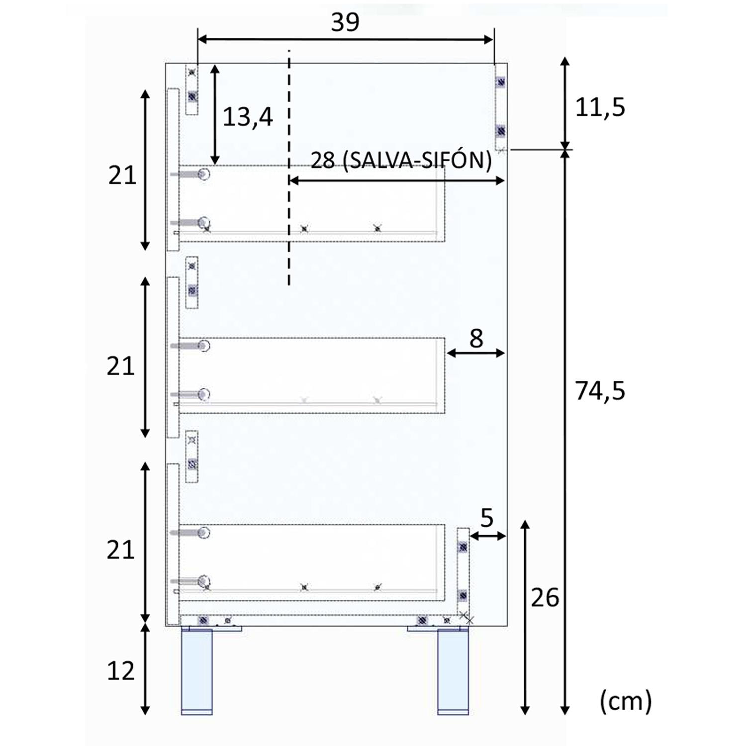 Mueble baño devin 3c 100cm color nordik con espejo, sin lavabo