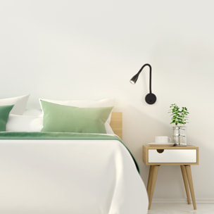 FORLIGHT Crobat (2 unidades) Luz Led de Lectura de 3,8W en Color Negro. Aplique de Pared para Mesita de Noche