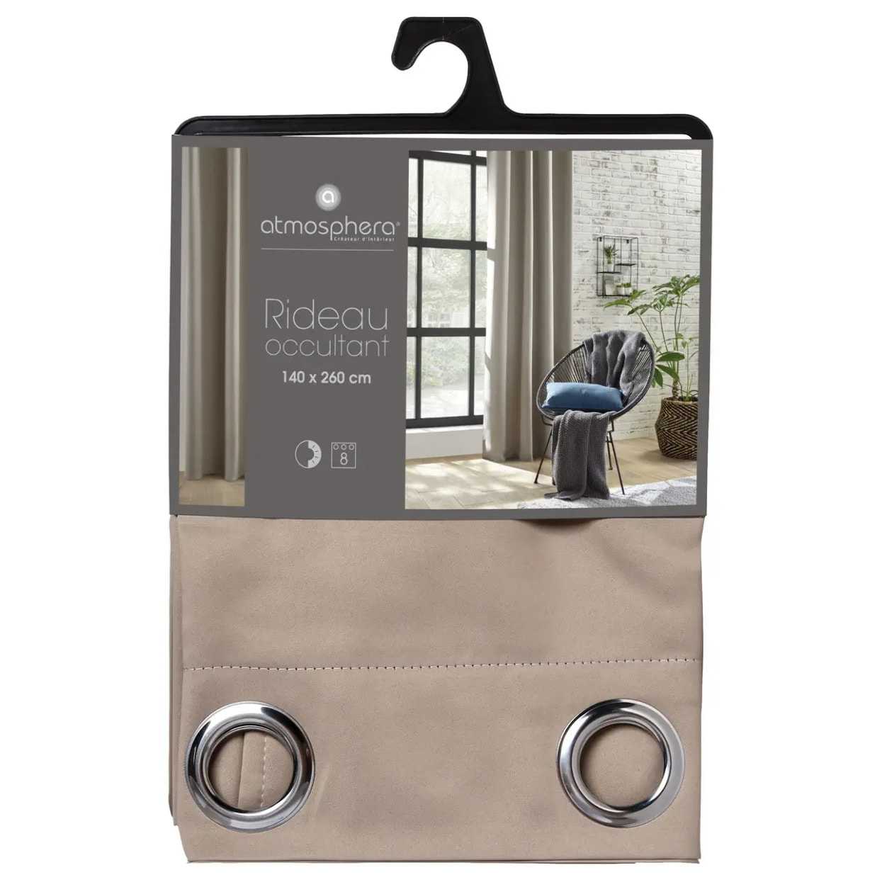 Rideau "Odelie" occultant beige 140x260cm