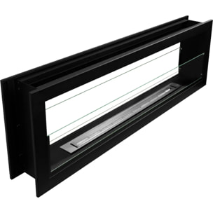 Montefalco 120 - Camino a Bioetanolo da Incasso Bifacciale 120x40x15 cm con Bruciatore 1,25lt in Acciaio