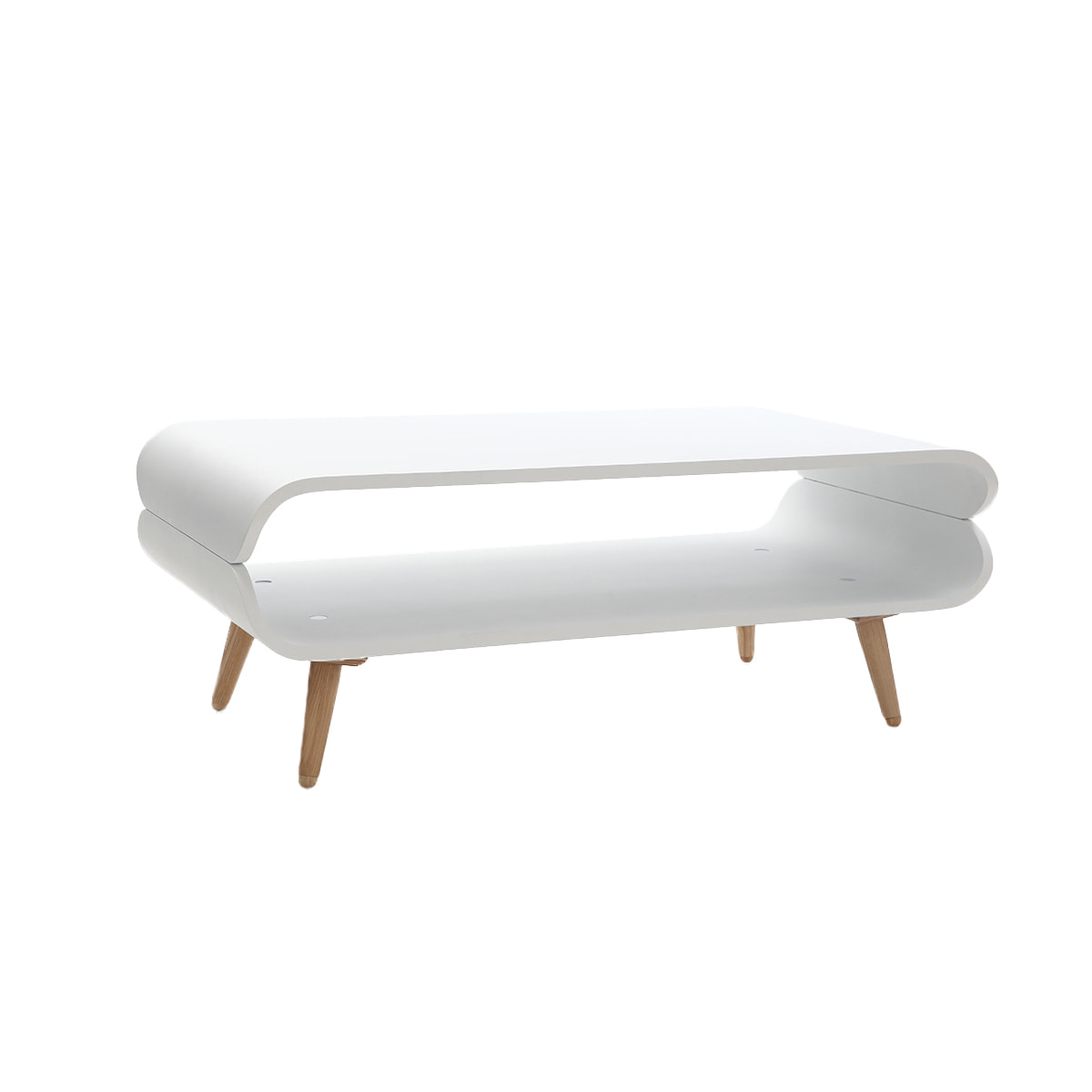 Table basse rectangulaire scandinave blanc et bois clair L118 cm TAKLA