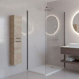 Mobile Alto Da Bagno Sospeso Con 2 Ante E 4 Mensole Interne Colonna Sospesa Salvaspazio In Melaminico 150 x 30 x 25.5 Cm Rovere Naturale