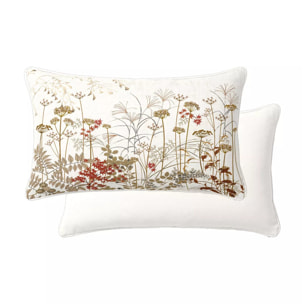 Lot de 2 taies percale de coton imprimé beige orange Erables automne