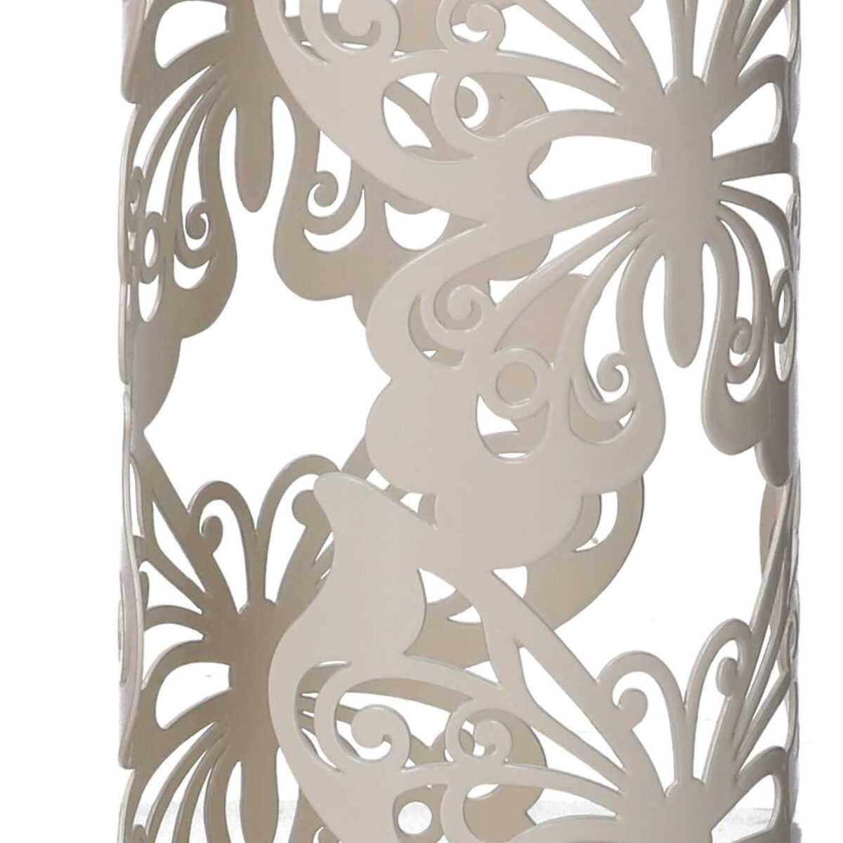 Portabicchiere in metallo farfalla crema tondo cm ø8h20