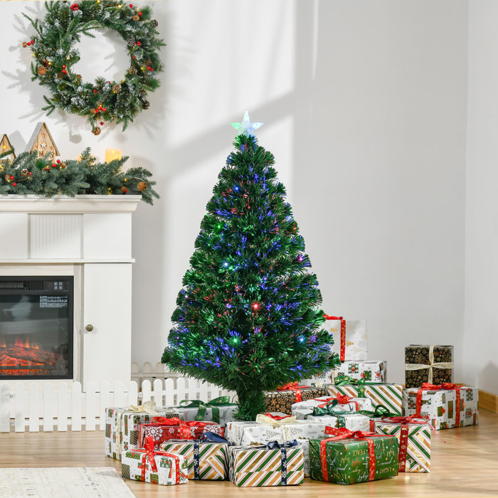 árbol de Navidad 120cm Artificial árbol de Pino Decoración Navideña con 16 LED de 3 Colores 130 Ramas Verde