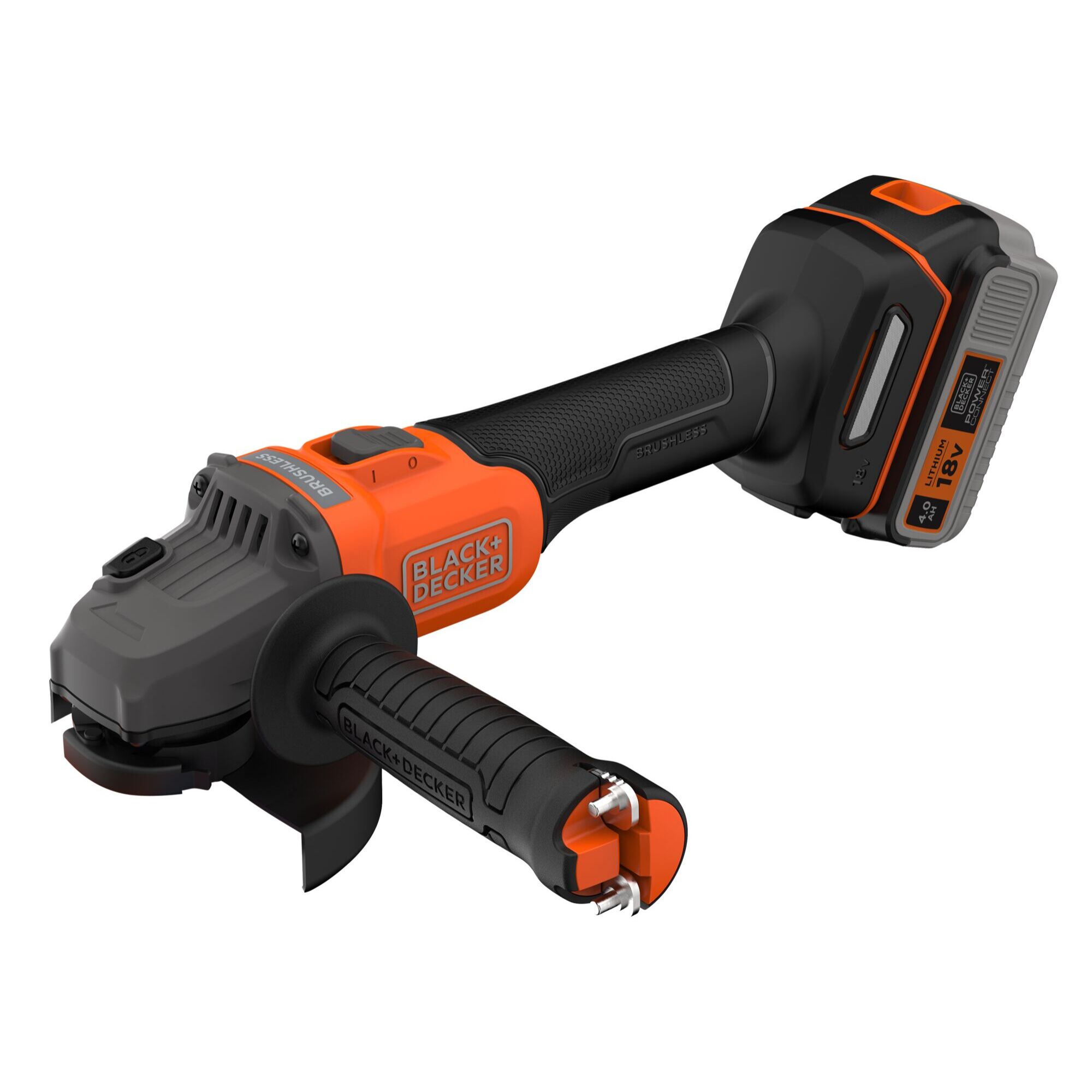 Meuleuse BRUSHLESS 18V - 7600 trs/min, 115 mm, 1 batterie 4Ah, 1 chargeur 1A, 3 disques, 1 sac de transport